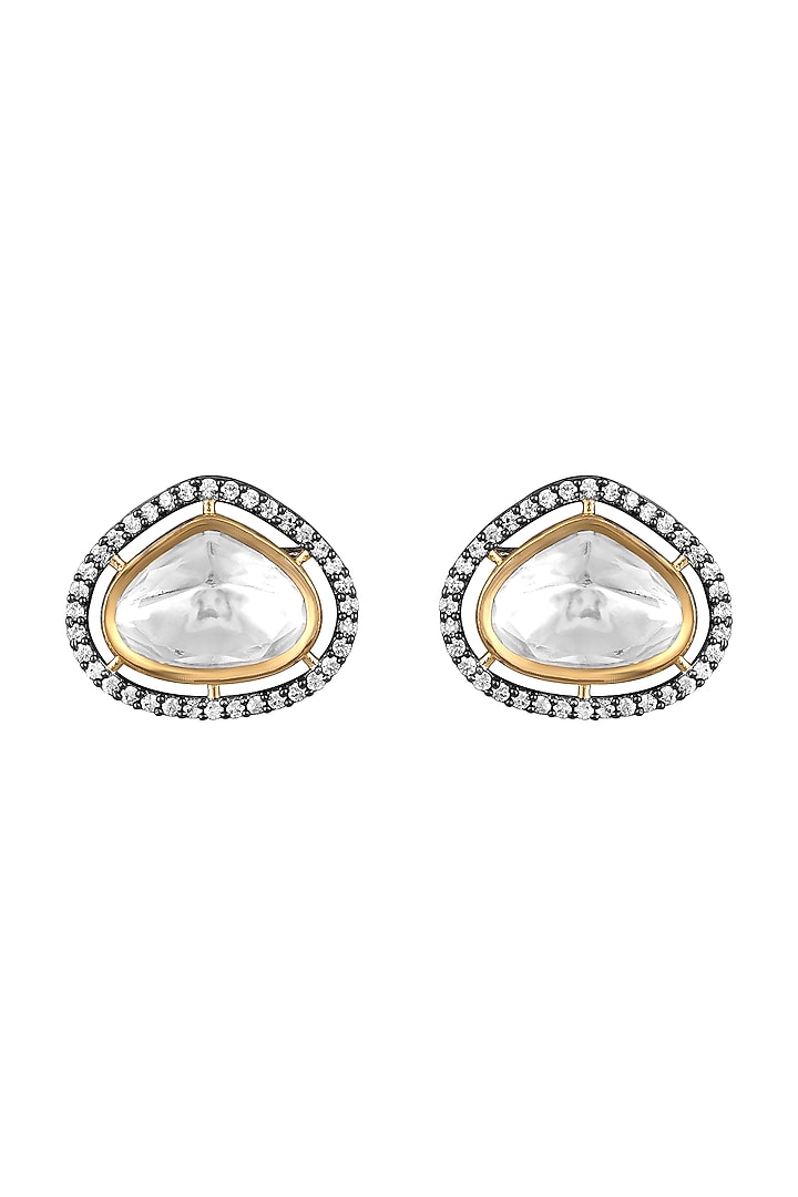 Two Tone Finish Kundan Polki & Cubic Zirconia Necklace Set by Hrisha Jewels at Pernia's Pop Up Shop