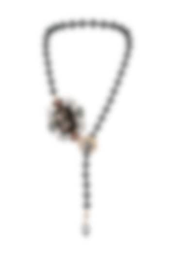 Two Tone Finish Cubic Zirconia & Shell Pearl Necklace by Hrisha Jewels at Pernia's Pop Up Shop