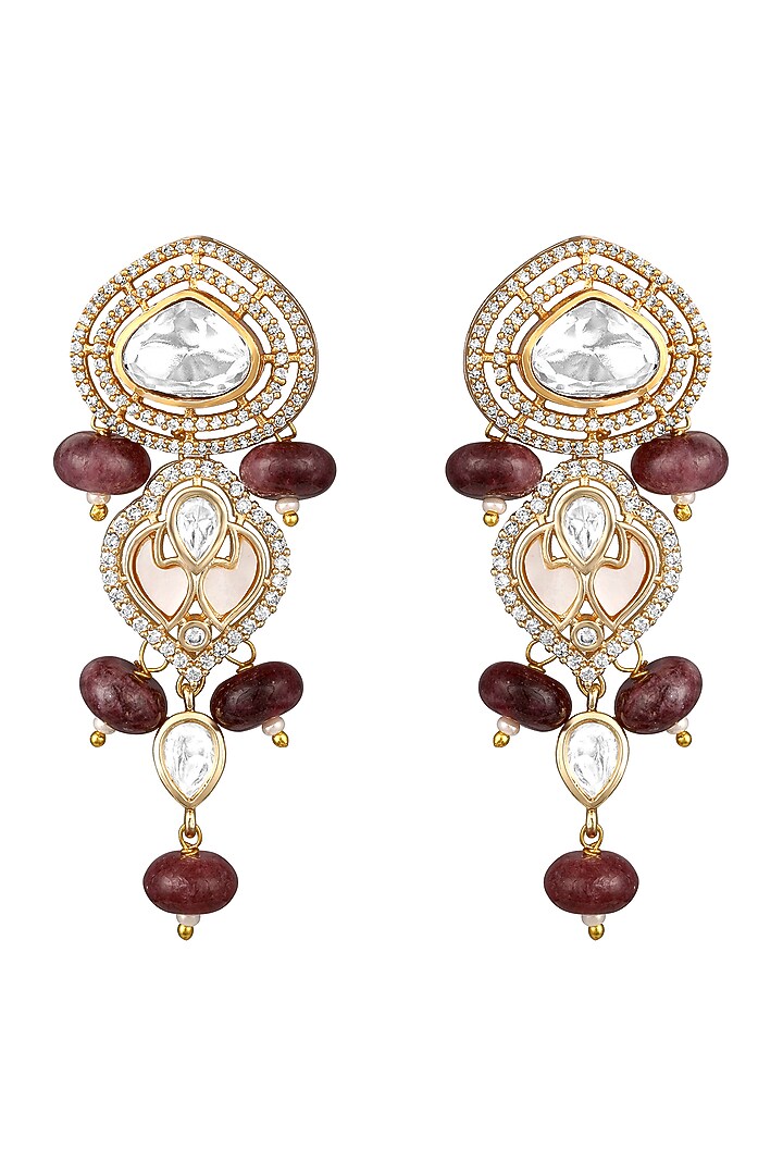 Gold Finish Kundan Polki & Ruby Necklace Set by Hrisha Jewels at Pernia's Pop Up Shop
