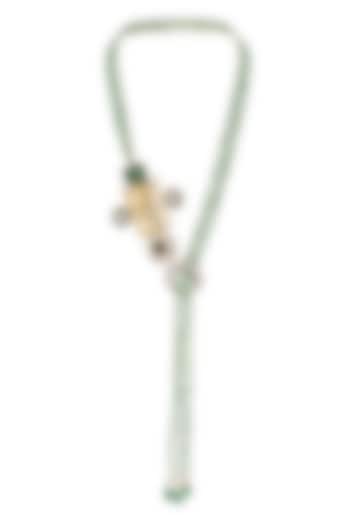 Gold Finish Moissanite Kundan Polki & Emerald Necklace by Hrisha Jewels at Pernia's Pop Up Shop