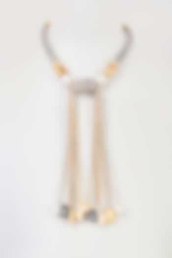 Black Rhodium Finish Grey Pearl Choker Necklace by Hetal Shah