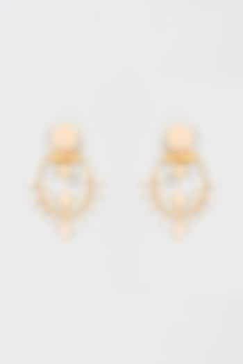 Gold Finish Pearl Handmade Dangler Earrings by Hetal Shah