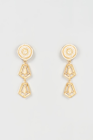 Gold Finish Pearl Handmade Lantern Dangler Earrings by Hetal Shah