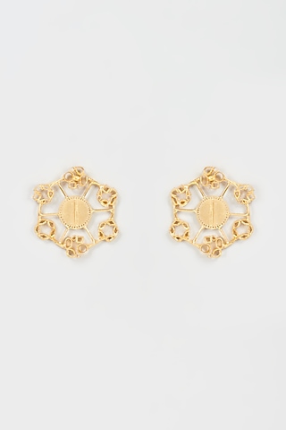 Gold Finish Handmade Ferris Wheel Stud Earrings by Hetal Shah