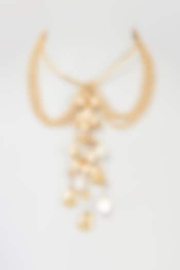 Gold Finish Pearl & Zari Thread Handmade Choker Necklace by Hetal Shah at Pernia's Pop Up Shop