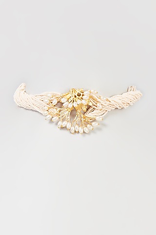 Gold Finish Rice Pearl Handmade Choker Necklace by Hetal Shah