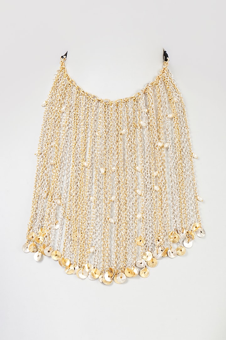 Two Tone Finish Coin Chain Dangler Necklace by Hetal Shah