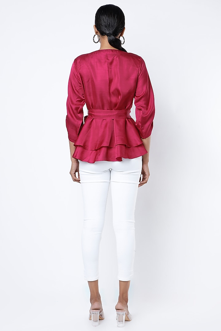 Fuchsia Pink Kaftan Top With Belt by Harsh Harsh at Pernia's Pop Up Shop