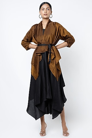 Black High-Low Dress With Jacket by Harsh Harsh