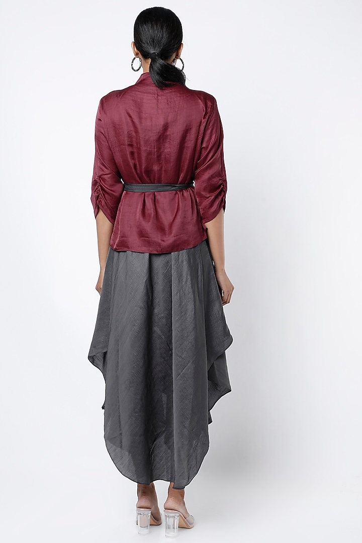 Dark Grey High-Low Cocktail Dress With Jacket by Harsh Harsh at Pernia's Pop Up Shop