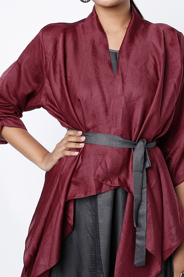 Dark Grey High-Low Cocktail Dress With Jacket by Harsh Harsh at Pernia's Pop Up Shop