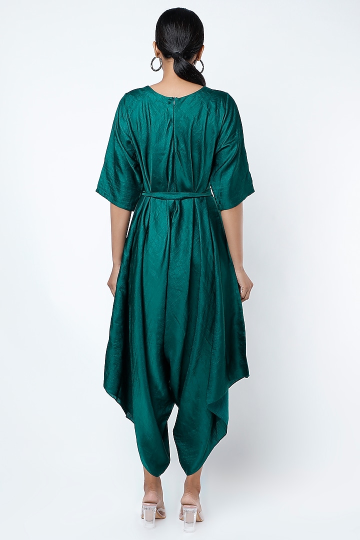 Jungle Green Jumpsuit With Belt by Harsh Harsh at Pernia's Pop Up Shop