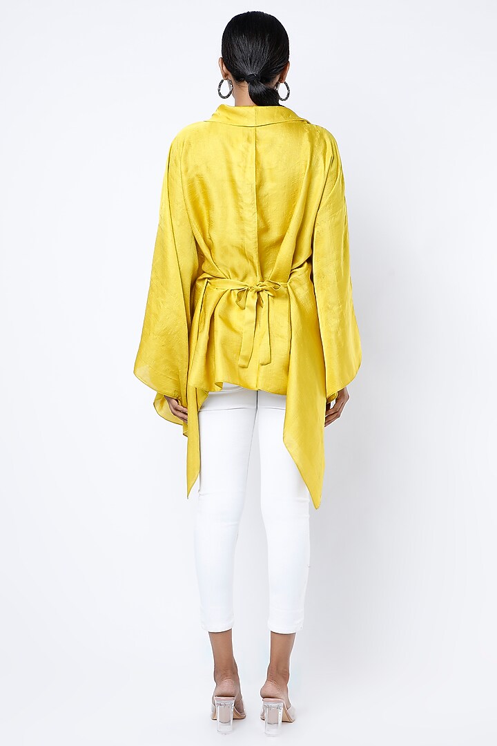 Yellow Kaftan Top With Belt by Harsh Harsh at Pernia's Pop Up Shop