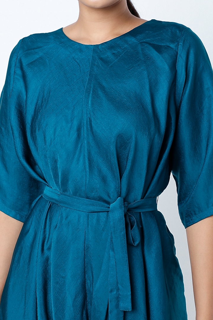 Teal Blue Jumpsuit With Belt by Harsh Harsh at Pernia's Pop Up Shop