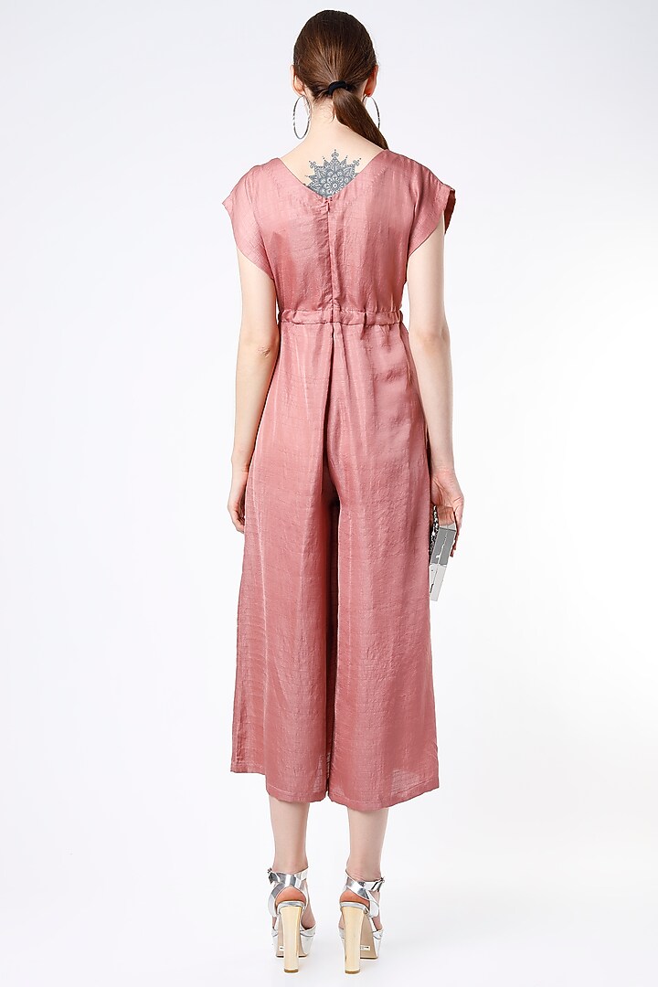 Dusty Pink Dupion Silk Jumpsuit by Harsh Harsh at Pernia's Pop Up Shop