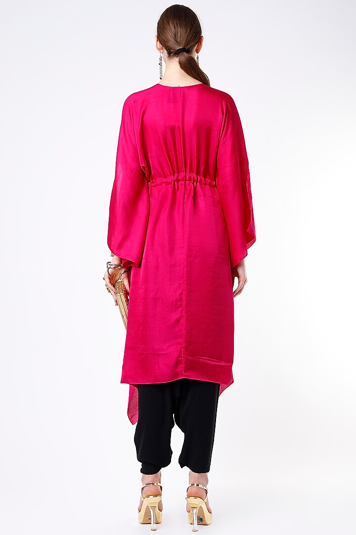Candy Pink Dupion Silk High-Low Top by Harsh Harsh at Pernia's Pop Up Shop