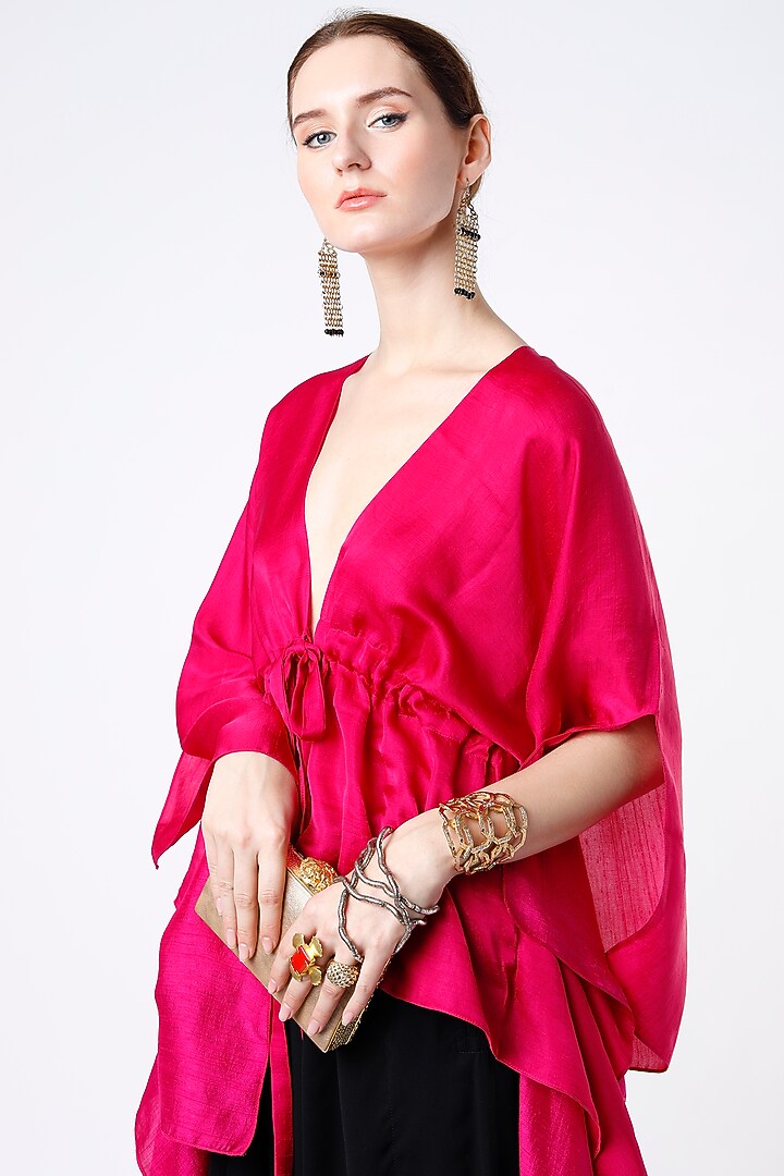 Candy Pink Dupion Silk High-Low Top by Harsh Harsh at Pernia's Pop Up Shop