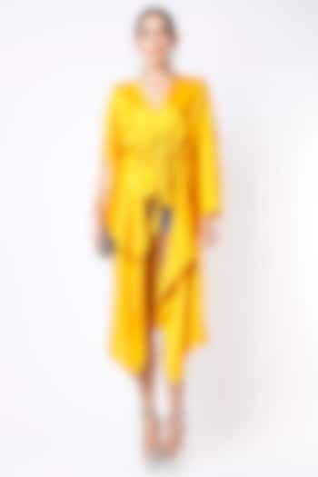 Sunny Yellow Dupion Silk High-Low Top by Harsh Harsh