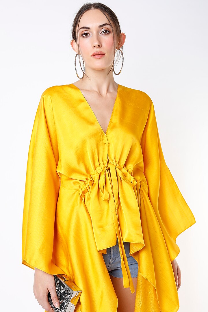 Sunny Yellow Dupion Silk High-Low Top by Harsh Harsh at Pernia's Pop Up Shop