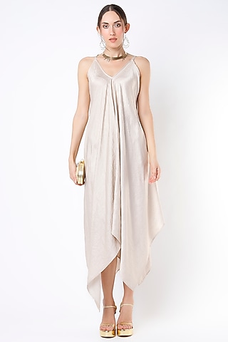 Ivory Dupion Silk Handkerchief Dress by Harsh Harsh