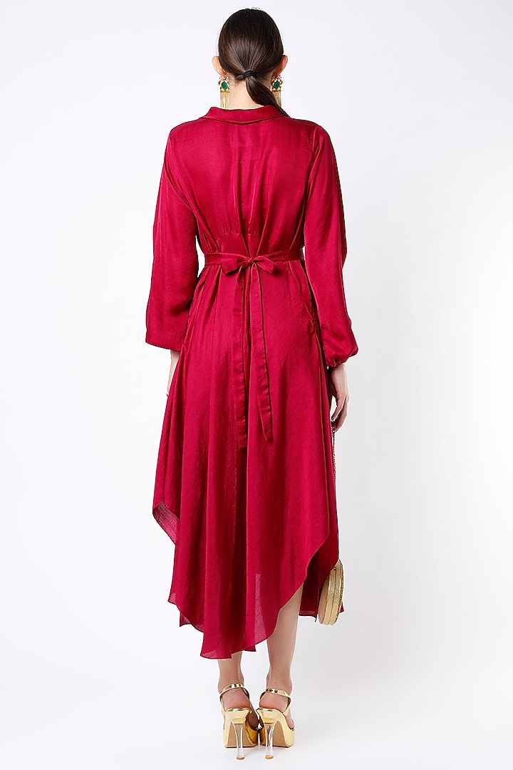 Ruby Red Dupion Silk Bridge Vacation Dress by Harsh Harsh at Pernia's Pop Up Shop