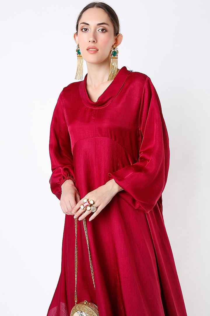 Ruby Red Dupion Silk Bridge Vacation Dress by Harsh Harsh at Pernia's Pop Up Shop