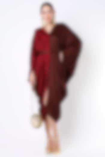 Cayenne Red & Dark Brown Robe Dress by Harsh Harsh