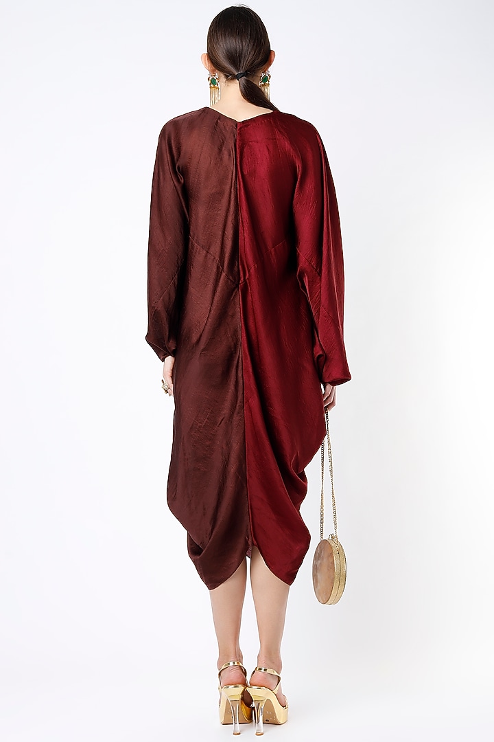 Cayenne Red & Dark Brown Robe Vacation Dress by Harsh Harsh at Pernia's Pop Up Shop