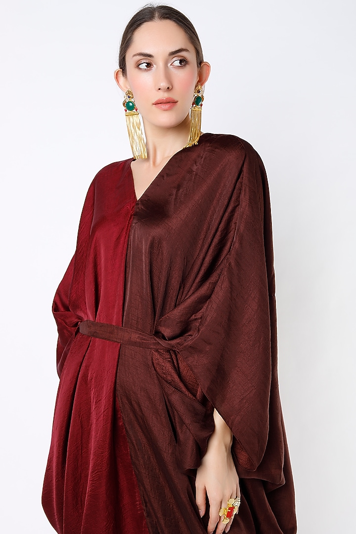 Cayenne Red & Dark Brown Robe Vacation Dress by Harsh Harsh at Pernia's Pop Up Shop