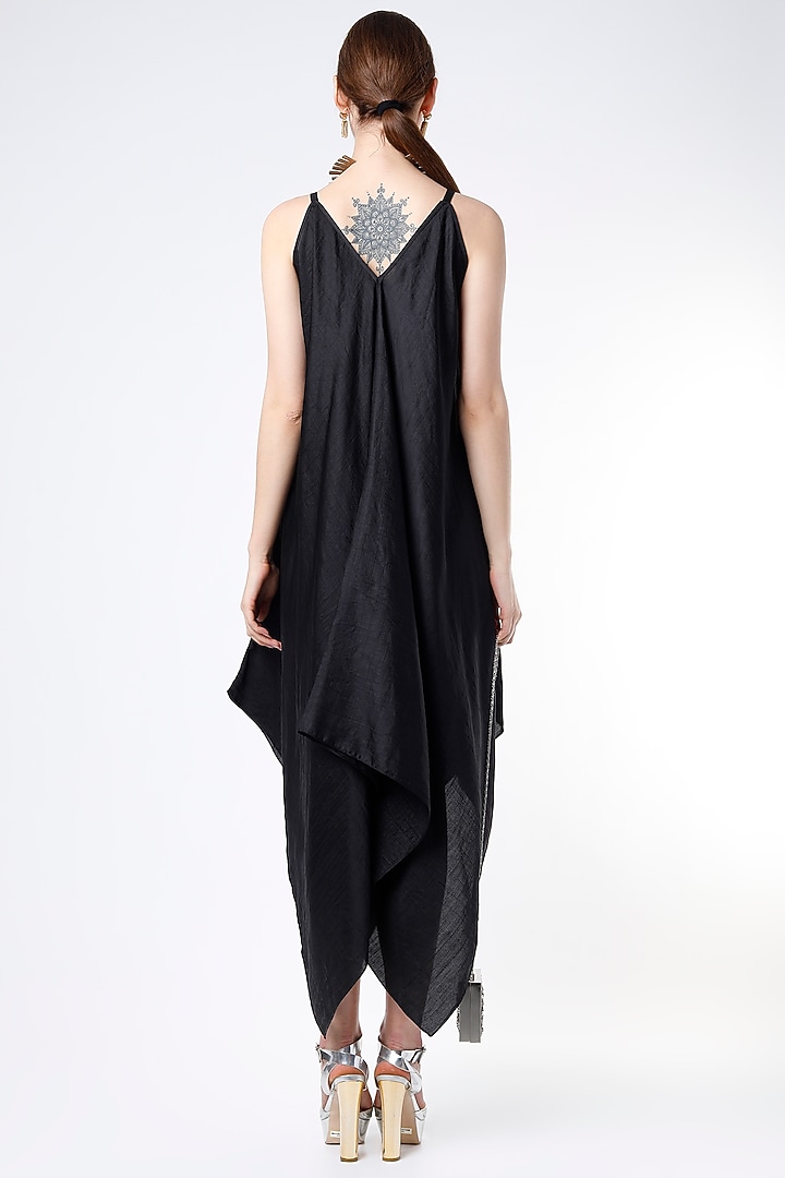Black Dupion Silk Handkerchief Vacation Dress by Harsh Harsh at Pernia's Pop Up Shop