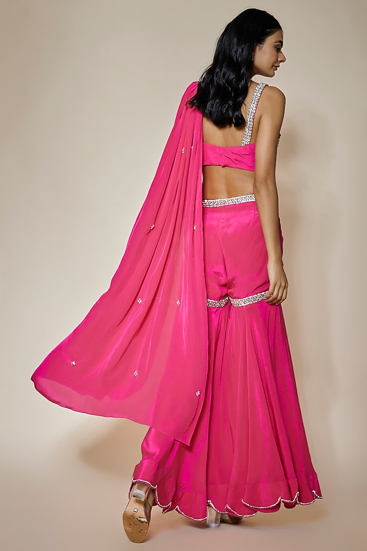 Pink Crepe Wedding Sharara Set by HOUSE OF MAANSHREE at Pernia's Pop Up Shop