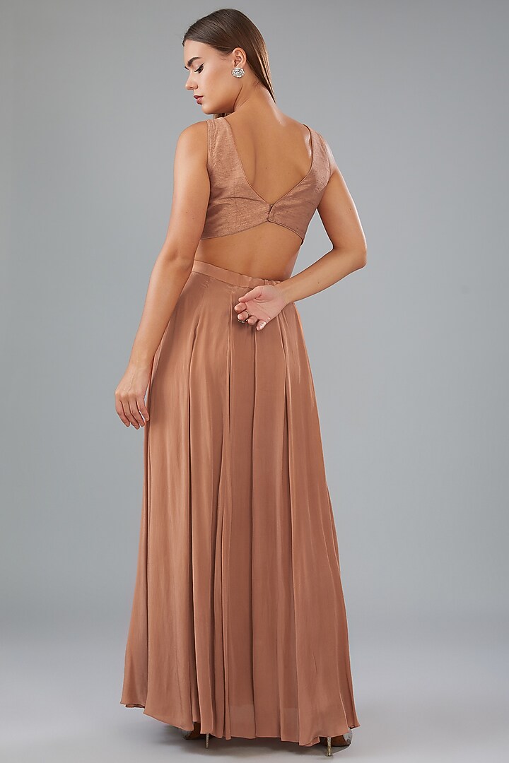 Rust Crepe Skirt Set by HOUSE OF MAANSHREE at Pernia's Pop Up Shop