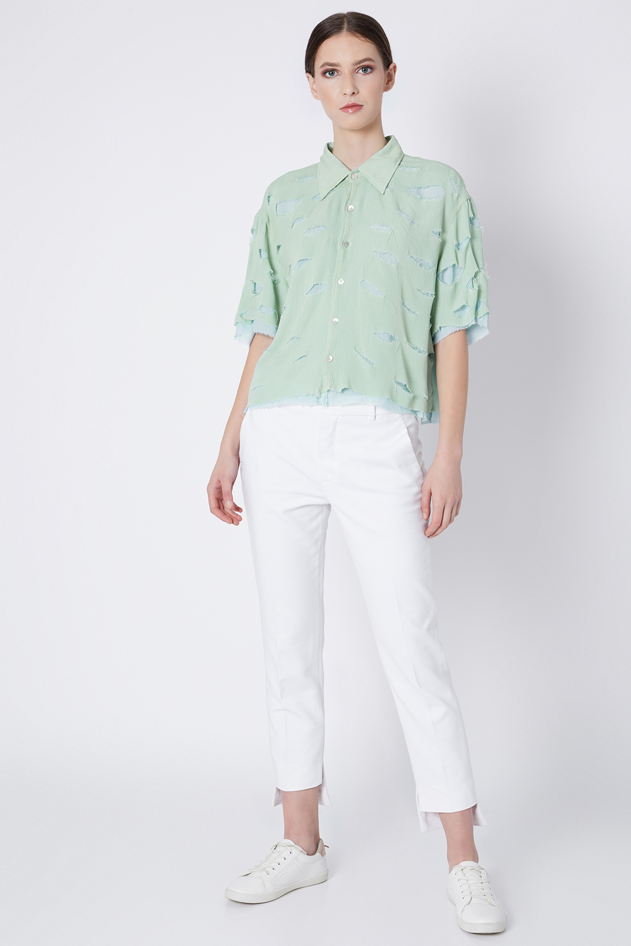 Mint Green Handwoven Shirt by House of Sohn