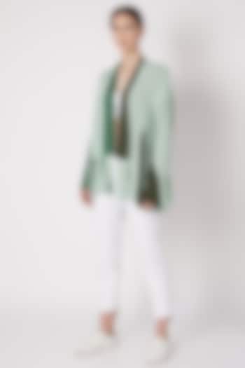 Mint Green Handwoven Layered Jacket by House of Sohn