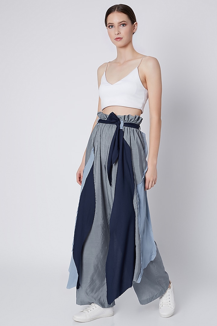 Cobalt Blue Tri-Layered Handwoven Pants by House of Sohn at Pernia's Pop Up Shop
