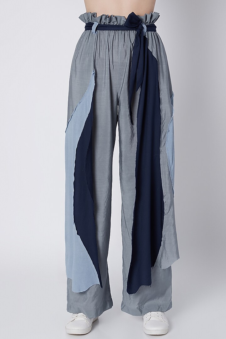 Cobalt Blue Tri-Layered Handwoven Pants by House of Sohn at Pernia's Pop Up Shop