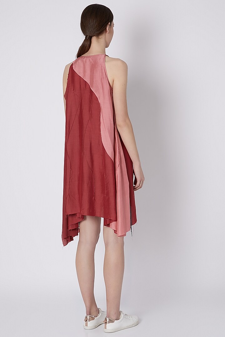 Red Handwoven Summer Dress With Assymetrical Hemline by House of Sohn at Pernia's Pop Up Shop