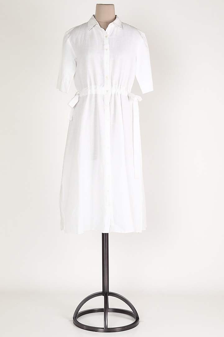 White Linen Midi Dress by House Of Sohn at Pernia's Pop Up Shop