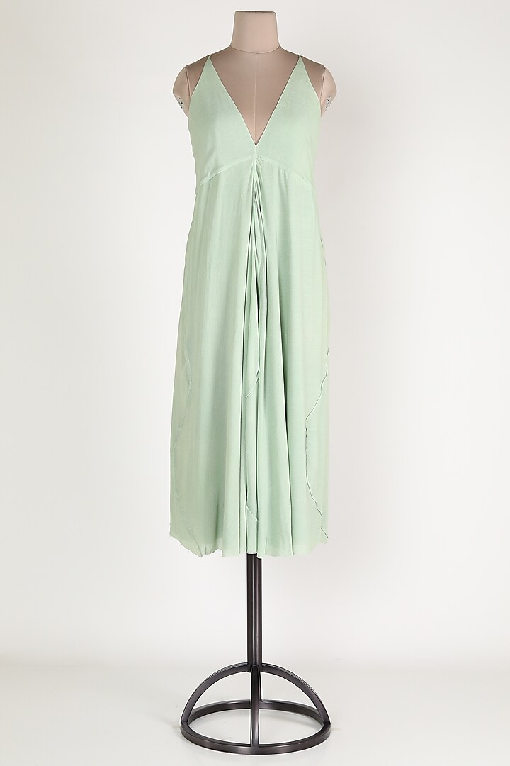 Mint Green Cotton Feather Dress by House Of Sohn