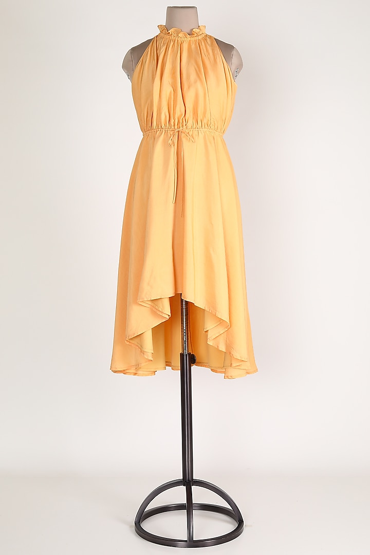 Orange Silk Midi Dress by House Of Sohn