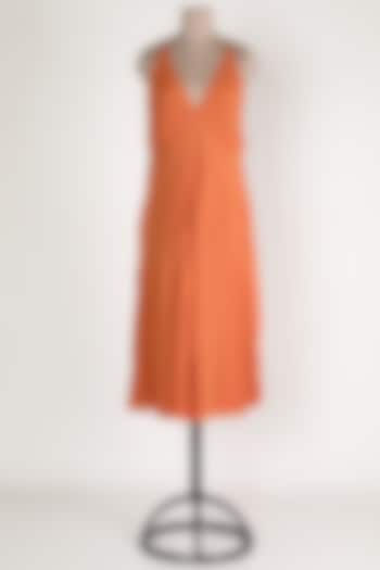 Orange Cotton Maxi Dress by House Of Sohn