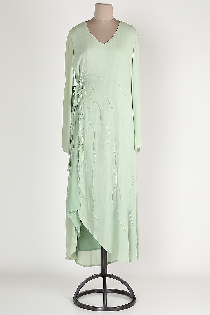 Mint Green Cotton Midi Dress by House Of Sohn