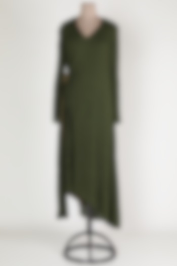 Dark Green Midi Dress by House Of Sohn at Pernia's Pop Up Shop