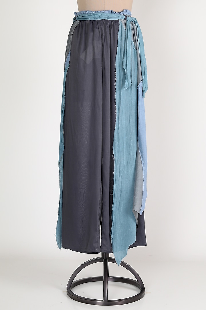 Grey & Blue Feather Pants by House Of Sohn