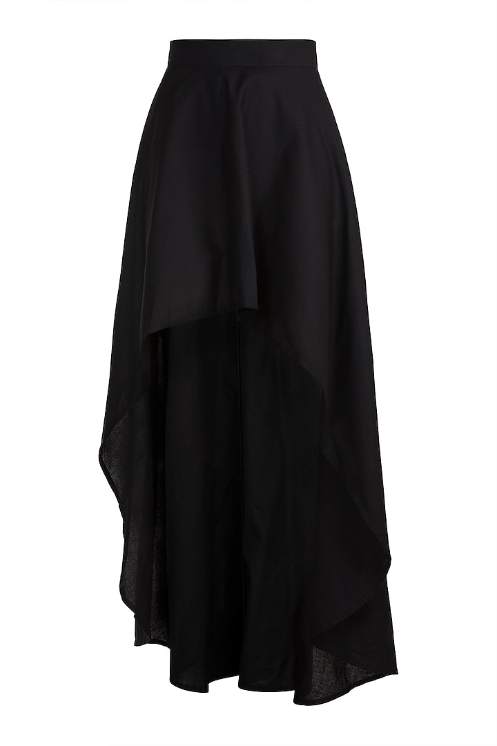 Black Monochrome High-Low Skirt by House of Sohn