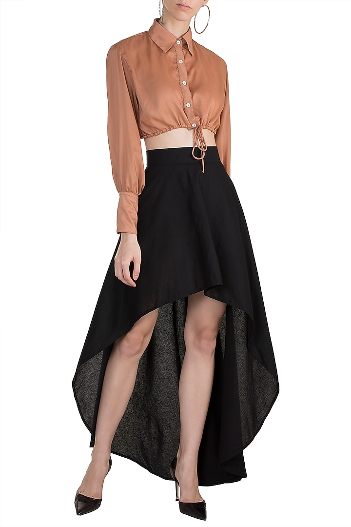 Black Monochrome High-Low Skirt by House of Sohn at Pernia's Pop Up Shop