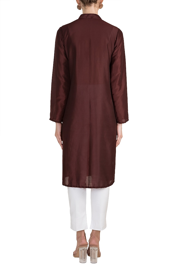 Wine Chinese Collared Summer Shirt Dress by House of Sohn at Pernia's Pop Up Shop