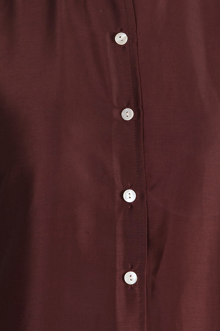 Wine Chinese Collared Summer Shirt Dress by House of Sohn at Pernia's Pop Up Shop