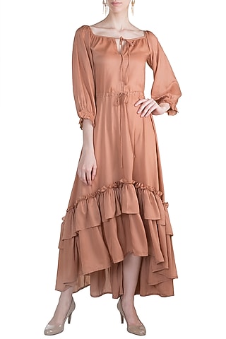 Blush Pink Tiered Ruffled Dress by House of Sohn