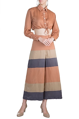 Blush Pink Striped Culotte Pants by House of Sohn